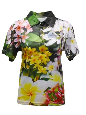 Adult Short Sleeve Gardening Tropical Shirt - Frangipani