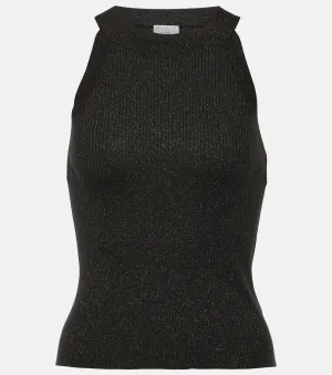 Brunello Cucinelli cashmere and silk tank, black