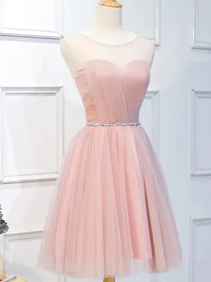 Elegant Short Pink Tulle Prom Dresses Short Pink Tulle Formal Homecoming Dresses