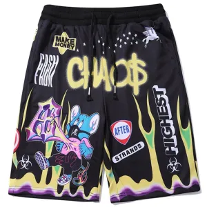 Graffiti Print Casual  Shorts Knee-length