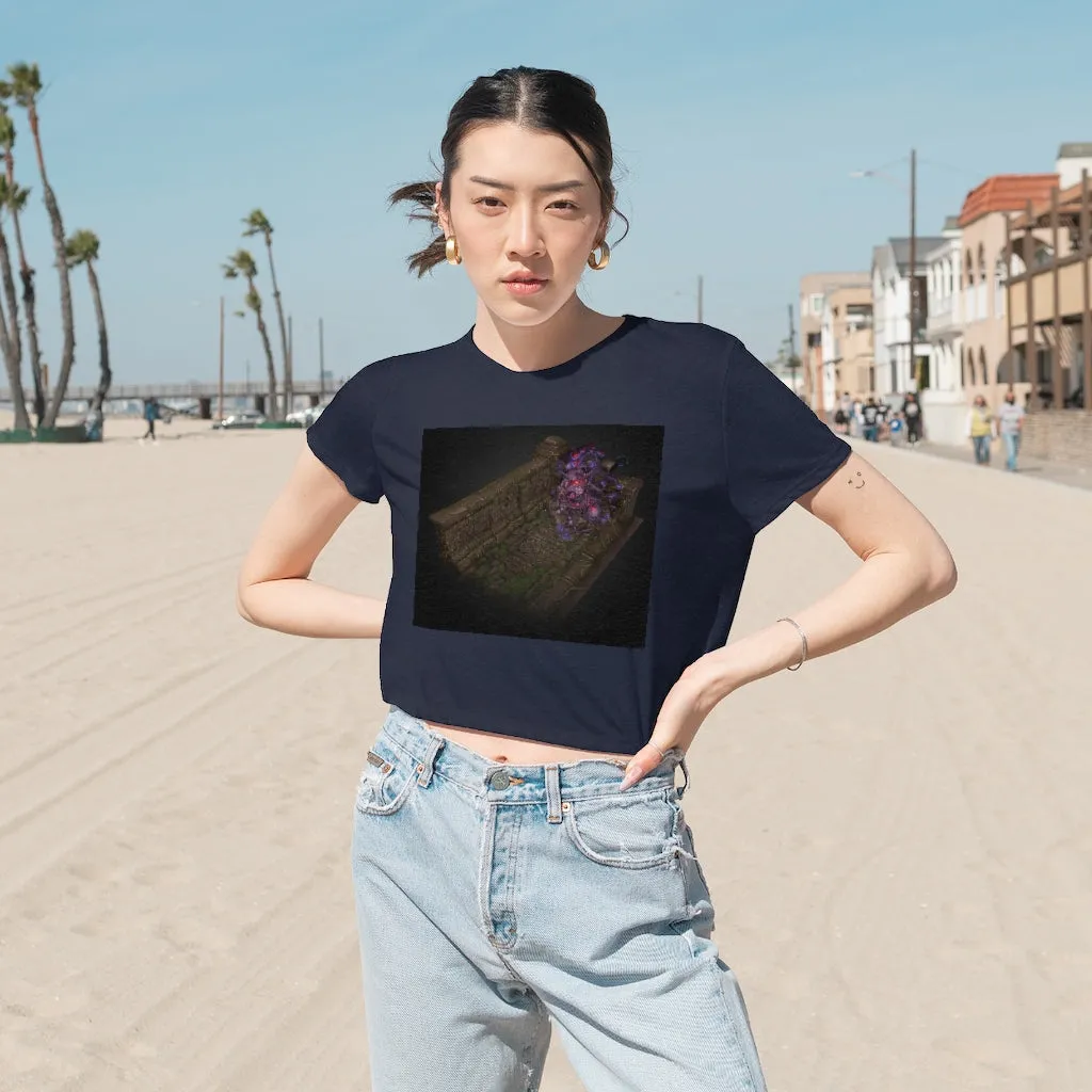 Hand-Painted Environment Art Women's Flowy Cropped Tee