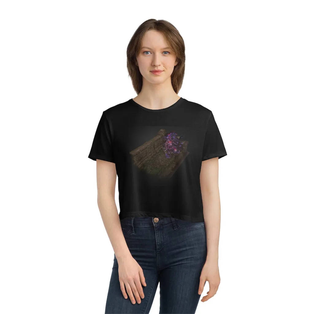 Hand-Painted Environment Art Women's Flowy Cropped Tee