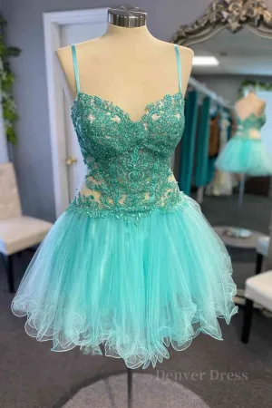 Short V Neck Mint Green Lace Prom Dresses Short Mint Green Lace Formal Homecoming Dresses