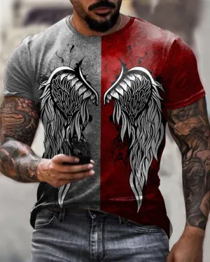 Wings Grey Red Matching  T-Shirt